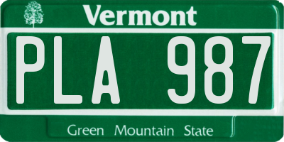 VT license plate PLA987