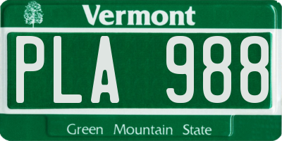 VT license plate PLA988
