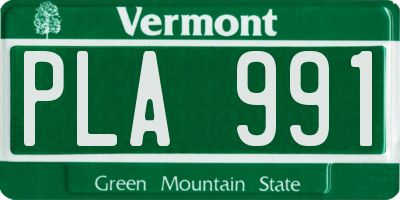 VT license plate PLA991
