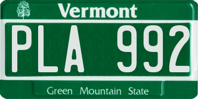 VT license plate PLA992