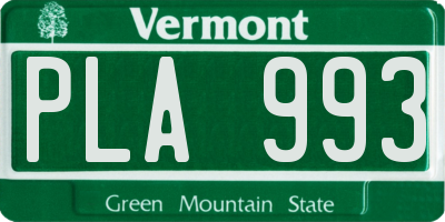 VT license plate PLA993