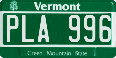 VT license plate PLA996