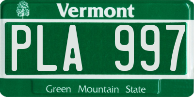 VT license plate PLA997