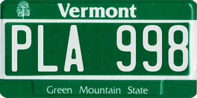 VT license plate PLA998
