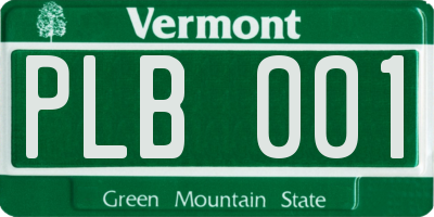 VT license plate PLB001