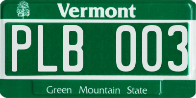 VT license plate PLB003