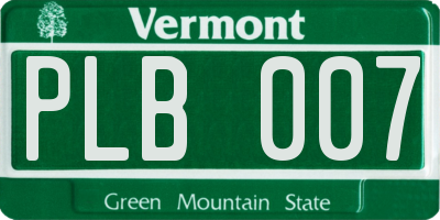 VT license plate PLB007