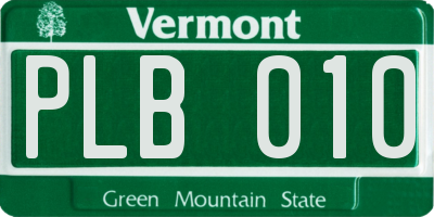 VT license plate PLB010