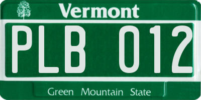 VT license plate PLB012