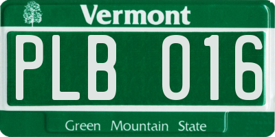 VT license plate PLB016