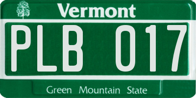 VT license plate PLB017