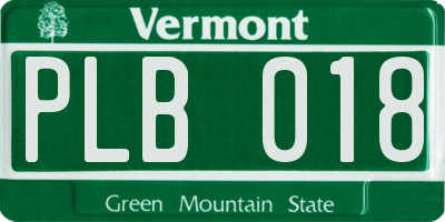 VT license plate PLB018