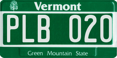 VT license plate PLB020
