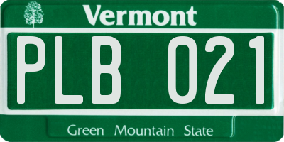 VT license plate PLB021