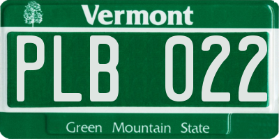 VT license plate PLB022