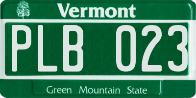 VT license plate PLB023