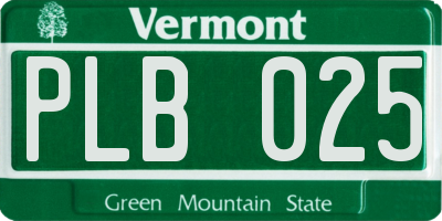 VT license plate PLB025
