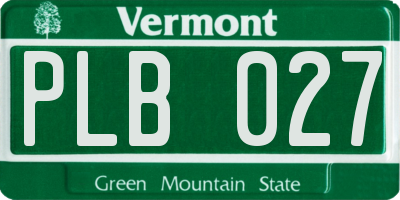 VT license plate PLB027