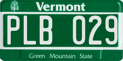 VT license plate PLB029