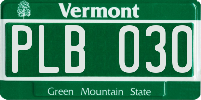VT license plate PLB030