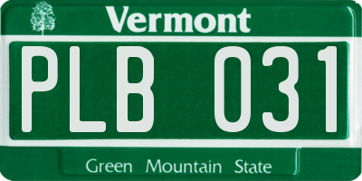 VT license plate PLB031