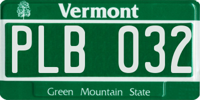 VT license plate PLB032