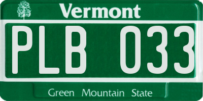 VT license plate PLB033