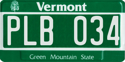 VT license plate PLB034