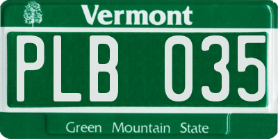 VT license plate PLB035