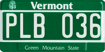 VT license plate PLB036