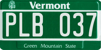 VT license plate PLB037
