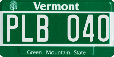 VT license plate PLB040