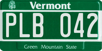 VT license plate PLB042
