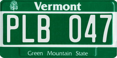 VT license plate PLB047