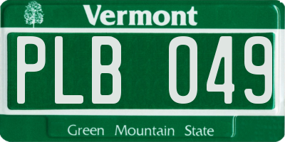 VT license plate PLB049