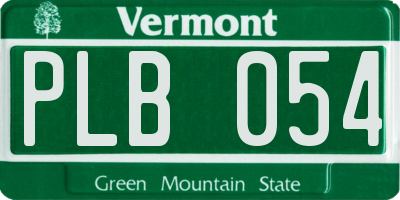 VT license plate PLB054