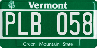 VT license plate PLB058