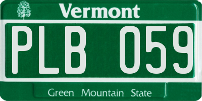 VT license plate PLB059