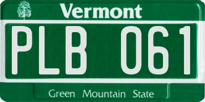 VT license plate PLB061