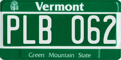 VT license plate PLB062
