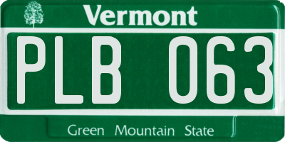 VT license plate PLB063