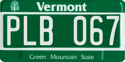 VT license plate PLB067