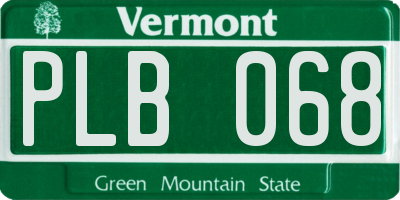 VT license plate PLB068