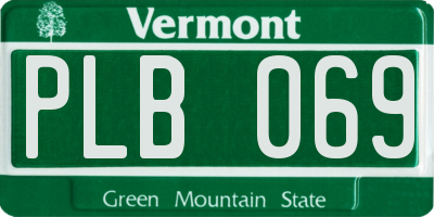 VT license plate PLB069