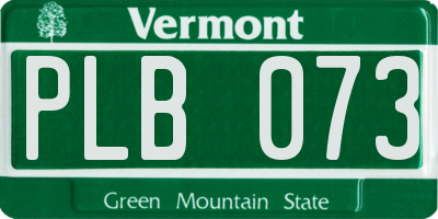 VT license plate PLB073