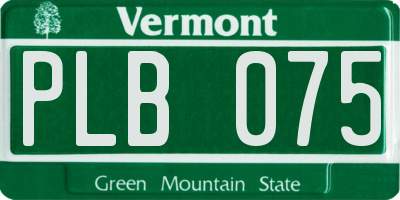 VT license plate PLB075