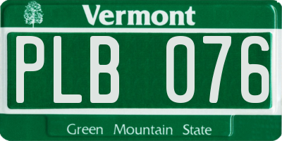 VT license plate PLB076