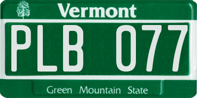 VT license plate PLB077