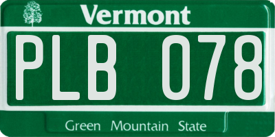 VT license plate PLB078