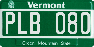 VT license plate PLB080